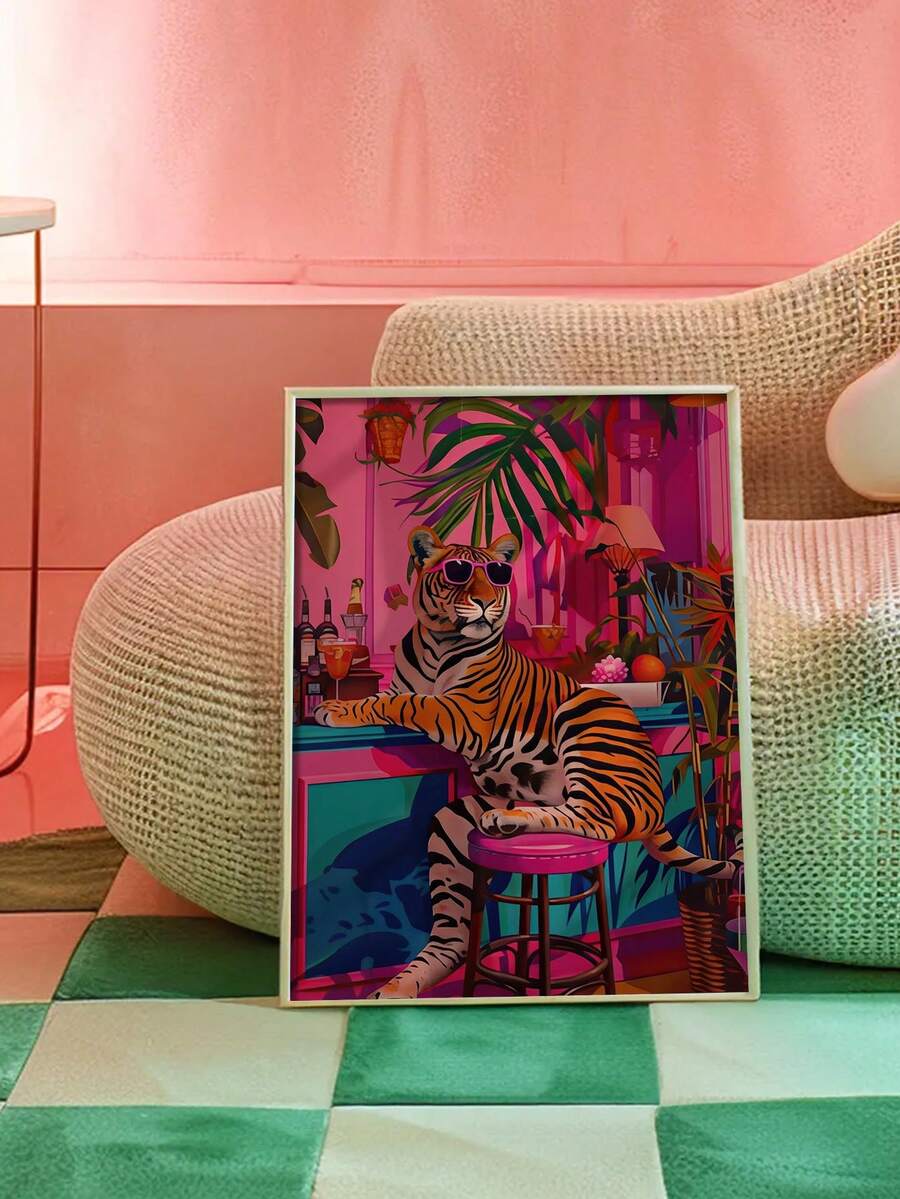 Tropical tiger bar framed wall art