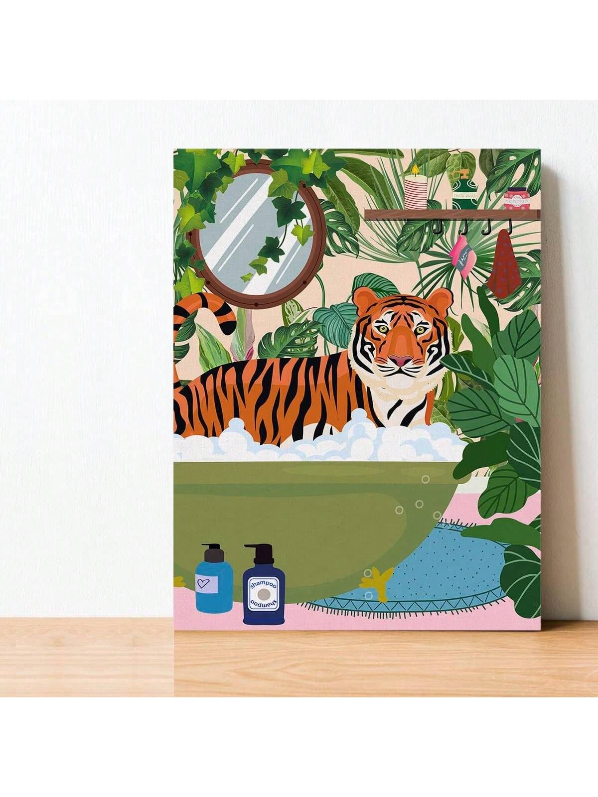 Introduce a touch of tropical elegance to your home with Tropical Tiger Bliss: Framed Canvas Wall Art. This stunning piece is guaranteed to bring a sense of tranquility to any room, with its serene imagery and high-quality craftsmanship. Transform your space into a peaceful oasis with this beautiful framed canvas.