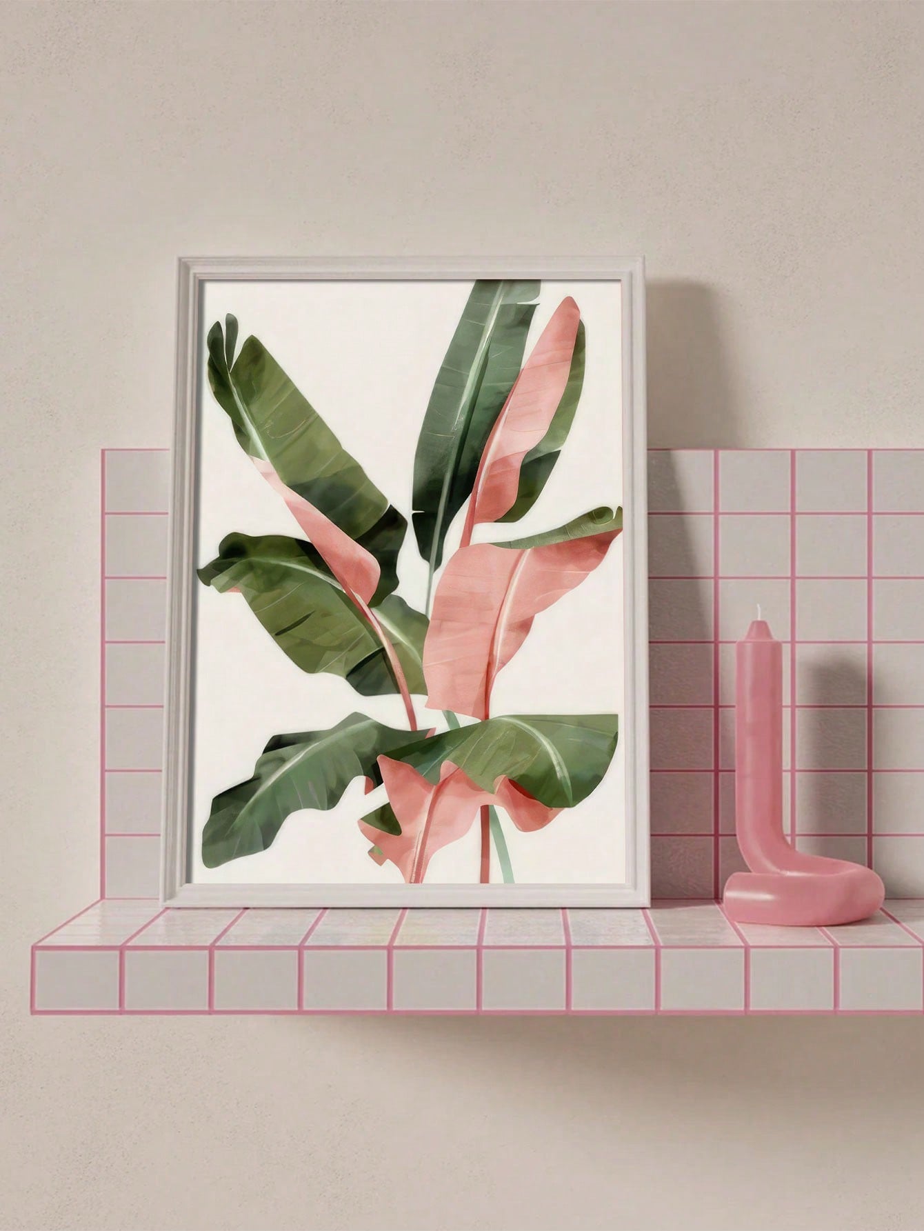 This Tropical Vibes: Modern Pink Banana Leaf Canvas Art is perfect for adding a touch of nature to your living space. Made with high-quality materials, this unframed wall decor will bring a sense of tropical vibes to any room. Elevate your decor with this modern and stylish piece.