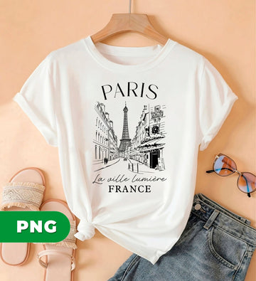 Paris France Clipart, Eiffel Tower Line Art, La Ville Lumière Design, Vintage Paris Street Drawing, Travel Wall Art Digital, Paris Lover