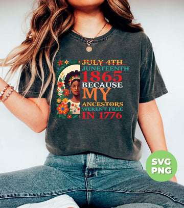 Not July 4th, Juneteenth 1865 Because My Ancestors Weren't Free In 1776, Digital Files, Png Sublimation