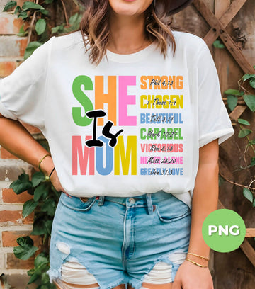 She Is Mom, Mother's Day Gift, Blessed Mom, Retro Mom Quote, Digital Files, Png Sublimation