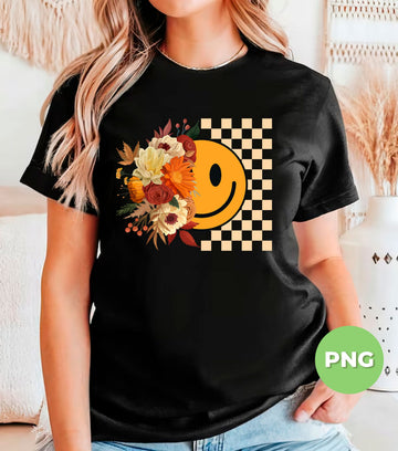 Smiley Face, Fall Vibes, Fall Season, Groovy Fall, Boho Flower, Digital Files, Png Sublimation
