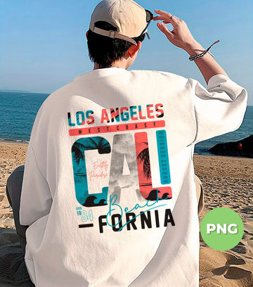 California Beach, Los Angeles Cali Retro Sunset, Palm Tree Sublimation, West Coast Summer PNG for Shirt