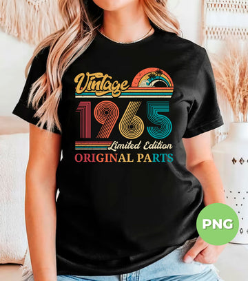Vintage 1965 PNG, Retro Sunset Birthday Sublimation, Limited Edition Graphic, Birthday Gift Idea, Original Part Retro Design, 1965 Birthday Gift