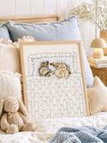 Two Cute Rabbits Sleeping In Heart Shaped Blanket Canvas Poster 