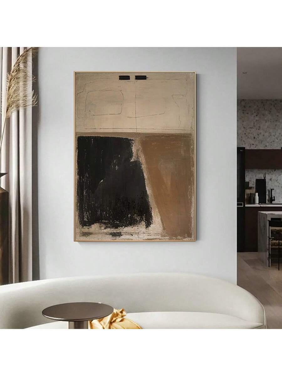 Elevate your interior design with this sophisticated unframed abstract oil painting canvas print. The contemporary composition features artistic brushstrokes and dynamic color interplay that serves as a focal point in modern living spaces. This versatile wall art adapts seamlessly to various décor styles while adding depth and visual interest to minimalist environments.
