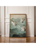 Elevate your living space with this unframed Flying Crane Zen Wall Art Poster. Embracing minimalist Japandi design, the canvas print features serene crane imagery that brings tranquility and balance to modern interiors. Its clean lines and subtle aesthetic complement contemporary décor, fostering a calming atmosphere that enhances any room. Ideal for those seeking sophisticated simplicity combined with cultural elegance.