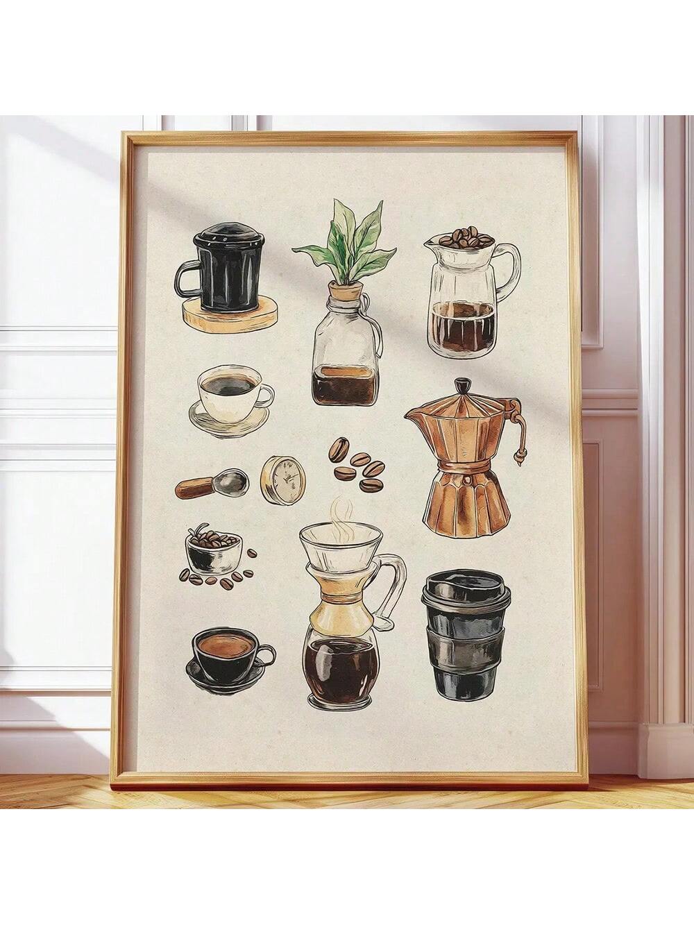 Enhance your home decor with this unframed retro coffee chart canvas poster. Made for coffee lovers and featuring a minimalist design, this wall art adds a touch of nostalgia and sophistication to any space. A perfect addition for those looking to elevate their interior design with a love for coffee.