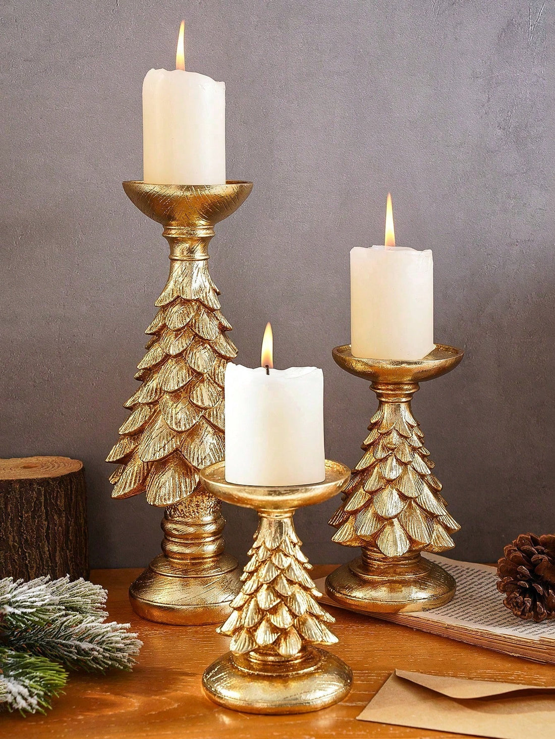 Elevate your holiday décor with this distinctive resin candlestick featuring an intricately designed Christmas tree motif. Crafted with precision, this piece combines artistic elegance with functional design, serving as both a striking table centerpiece and a practical candle holder. The resin construction ensures durability while maintaining a sophisticated aesthetic that complements traditional and contemporary holiday settings alike. 