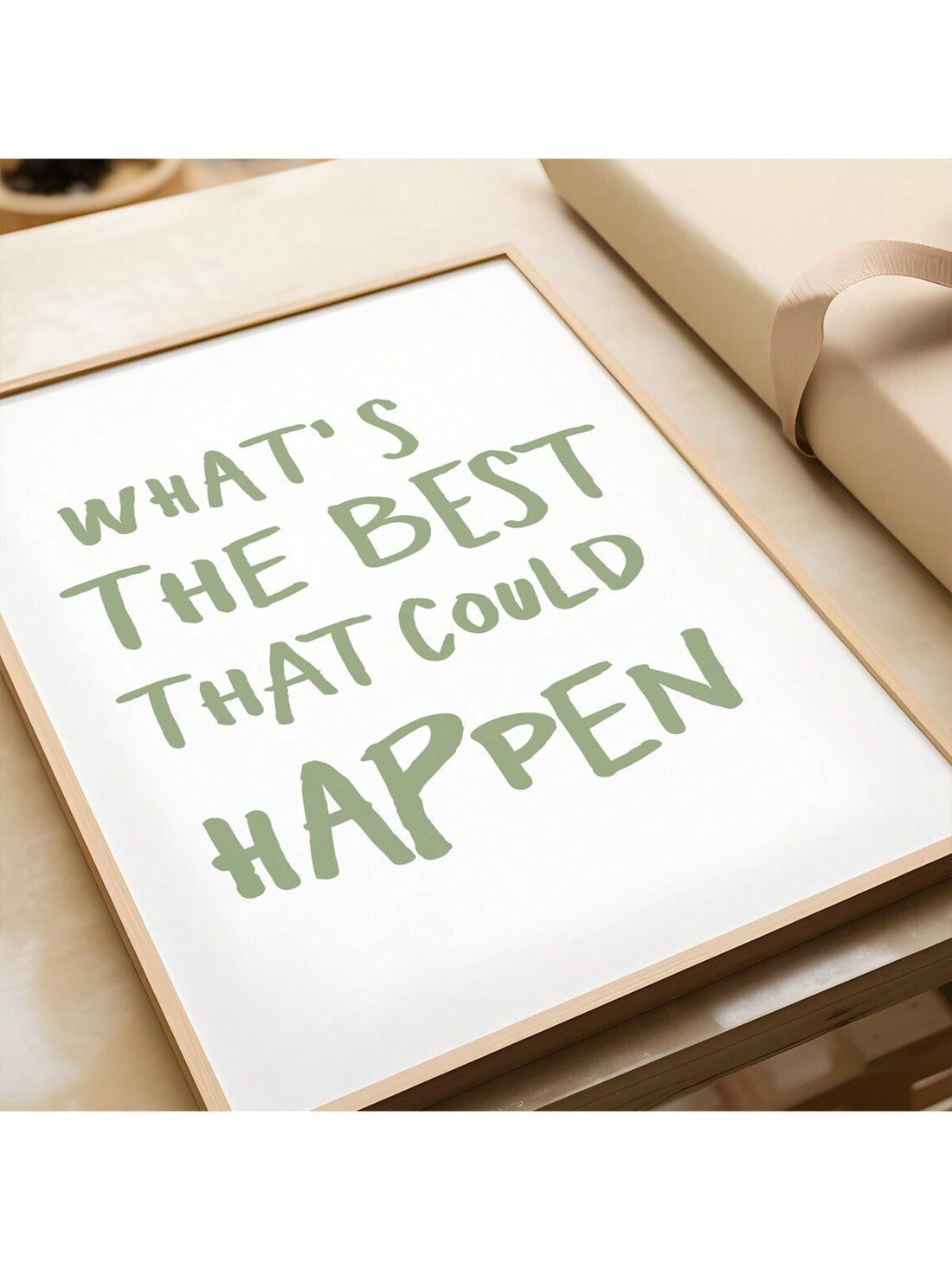 Looking for a daily reminder to stay positive? Look no further than our Uplifting Minimalist Quote Poster. With the quote "What's The Best That Could Happen?", this inspirational wall art promotes self-love and positivity. Display in your space for a boost of motivation and perspective.