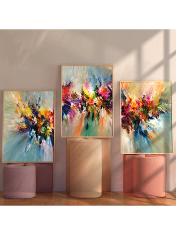 Elevate your living space with this vibrant 3-piece modern wall art canvas set. Featuring abstract designs, each piece brings dynamic color and contemporary style to your home decor. Crafted with high-quality materials, these canvases offer lasting vibrancy and texture, making them a sophisticated choice for enhancing any room’s ambiance. Perfect for those seeking to combine artistic expression with modern elegance.