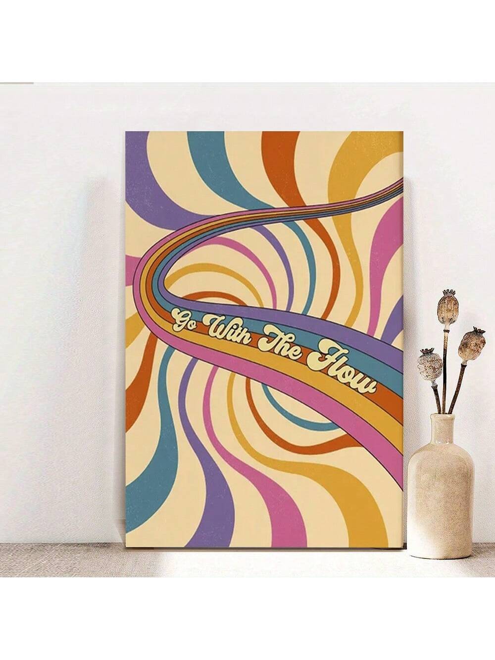 Celebrate the timeless charm of the 1970s with this vibrant framed wall art. Featuring a retro rainbow design, this piece brings a bold, nostalgic pop of color that enhances any room. Perfect for lovers of hippie culture and eclectic home decor, it adds dynamic visual interest and a cheerful atmosphere to your space. Crafted to stand out, it combines mid-century style with modern quality for a uniquely expressive touch.