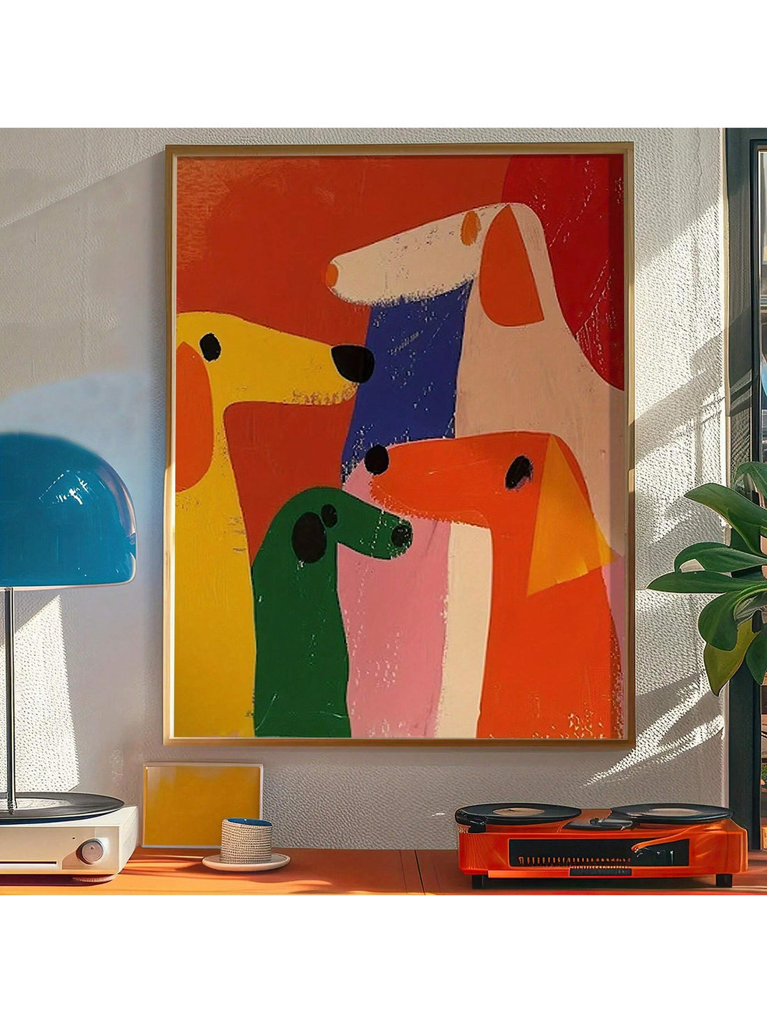 This vibrant abstract dog oil painting brings a modern minimalist touch to any home or office space. Its bold colors and dynamic brushstrokes create a striking focal point that enhances contemporary décor. Crafted with attention to detail, this artwork adds personality and sophistication while complementing a variety of interior styles. Ideal for art enthusiasts seeking a unique and expressive piece that elevates their environment.