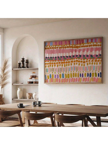 Experience a burst of color with our vibrant abstract oil painting canvas art. This modern geometric wall decor adds a touch of contemporary style to any space - whether it be your living room, bedroom, kitchen, or office. Elevate your space with this eye-catching piece.