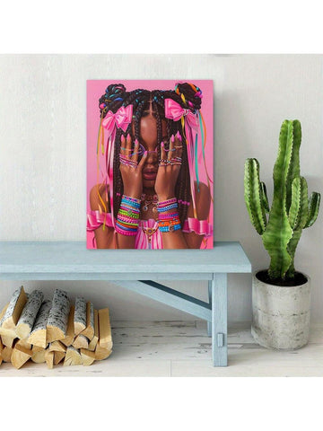 Celebrate culture and style with this vibrant African American girl cartoon canvas art. Featuring detailed braids and colorful beads, this piece adds a lively and elegant touch to any living room or bedroom. Crafted to brighten your space, it combines artistic flair with cultural pride, making it a perfect statement decor for those who appreciate unique and meaningful wall art.