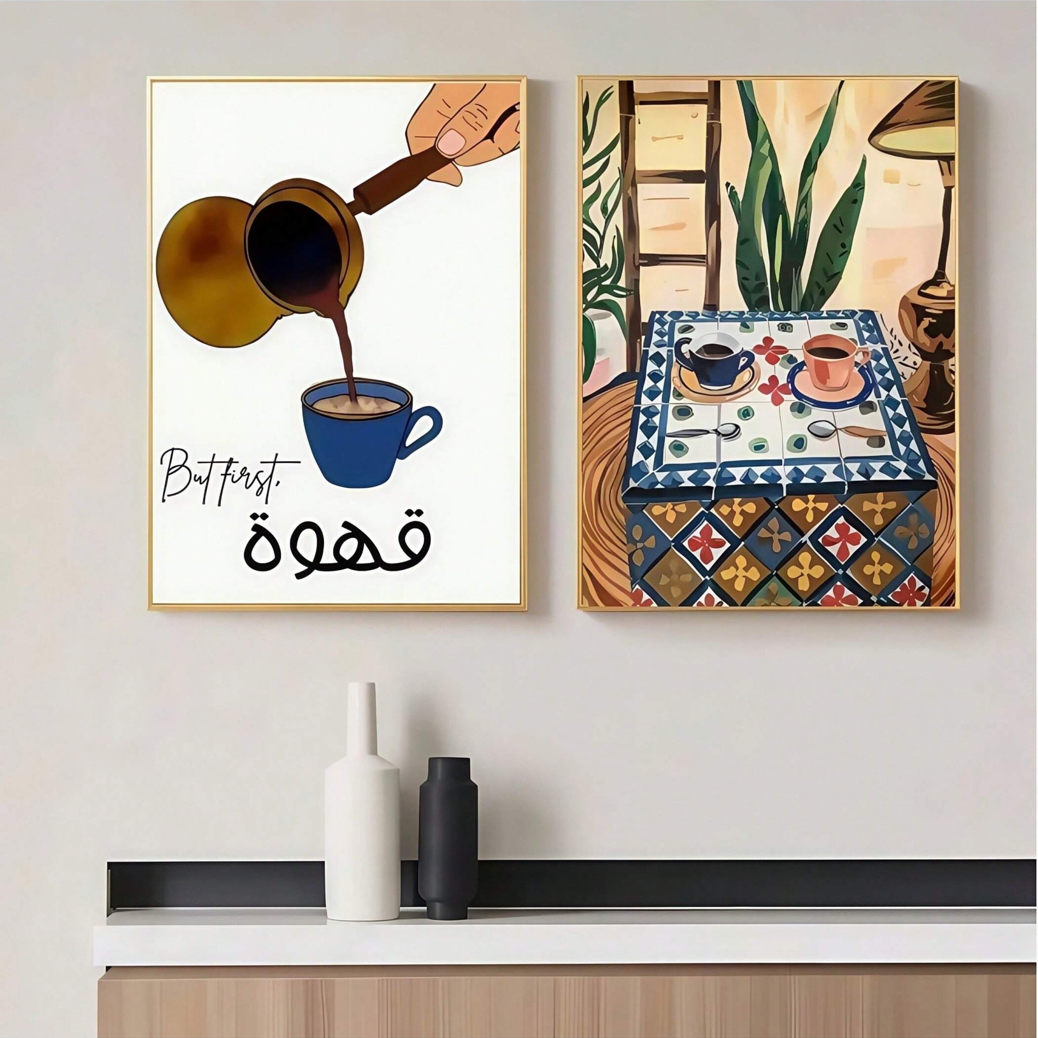 Elevate your kitchen or café ambiance with these vibrant Arabic calligraphy canvas posters featuring elegant teapot designs. Crafted to blend traditional artistry with modern décor, each piece adds a sophisticated cultural touch while enhancing visual appeal. Perfect for creating a warm, inviting atmosphere, these posters celebrate the beauty of Arabic script and tea culture in a refined, artistic form.