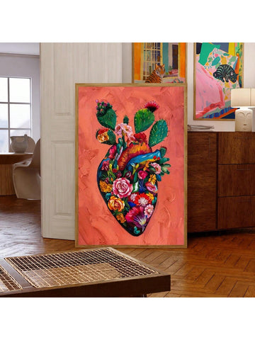 Transform your space with this Vibrant Blooming Heart Canvas Poster, featuring authentic Mexican-inspired artistry. The bold color palette and intricate heart motif create a striking focal point for any room. This premium canvas art piece adds cultural depth and visual interest to eclectic interiors, complementing both modern and traditional décor schemes with its vibrant energy and artistic craftsmanship.