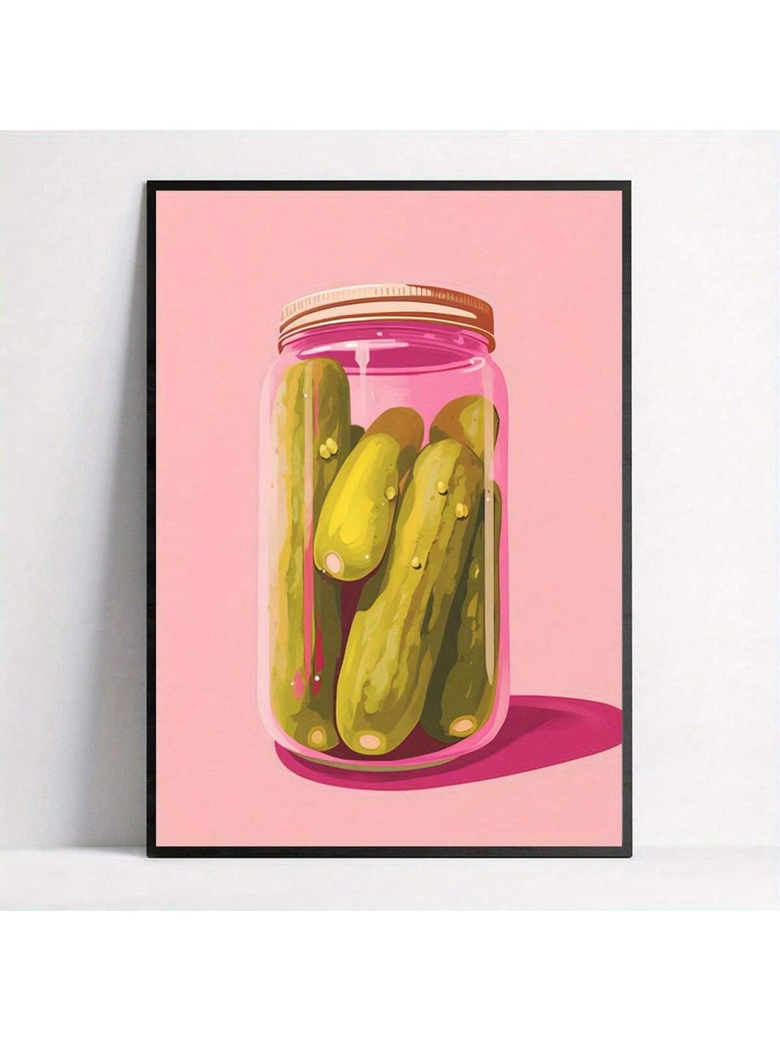Bring playful charm to any space with this vibrant cartoon pickle jar canvas wall art. Featuring bold, eye-catching colors and whimsical design, this frameless artwork adds personality and visual interest to bedrooms, living rooms, offices, and creative workspaces. The high-quality canvas construction ensures durability and long-lasting color vibrancy, while the modern frameless style complements contemporary and eclectic interiors