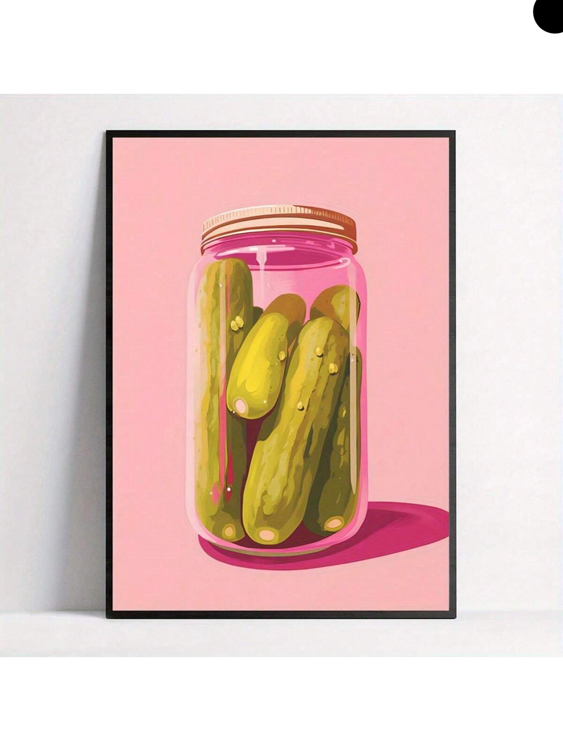 Bring playful charm to any space with this vibrant cartoon pickle jar canvas wall art. Featuring bold, eye-catching colors and whimsical design, this frameless artwork adds personality and visual interest to bedrooms, living rooms, offices, and creative workspaces. The high-quality canvas construction ensures durability and long-lasting color vibrancy, while the modern frameless style complements contemporary and eclectic interiors