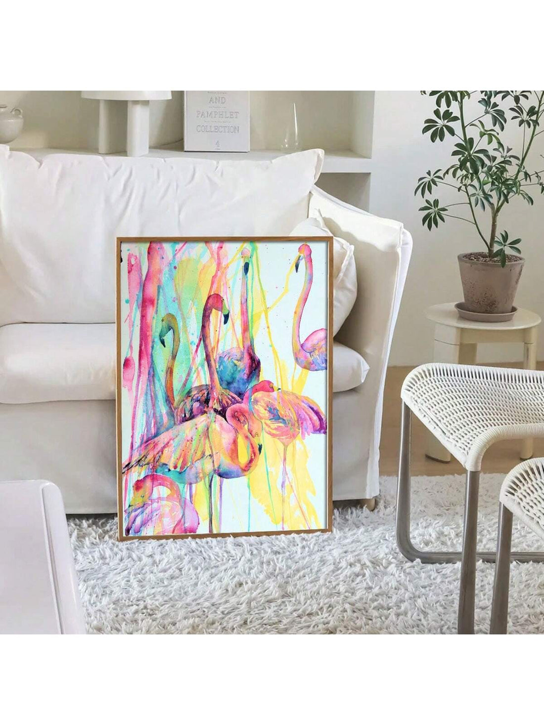 Elevate your space with this Vibrant Flamingo Canvas Wall Art, featuring a striking watercolor design in bright, lively colors. Perfect for modern homes and offices, this unframed piece adds a fresh, artistic touch that complements contemporary decor. Its vivid palette and elegant flamingo motif bring energy and sophistication to any room, making it an ideal choice for those seeking stylish, nature-inspired wall accents.