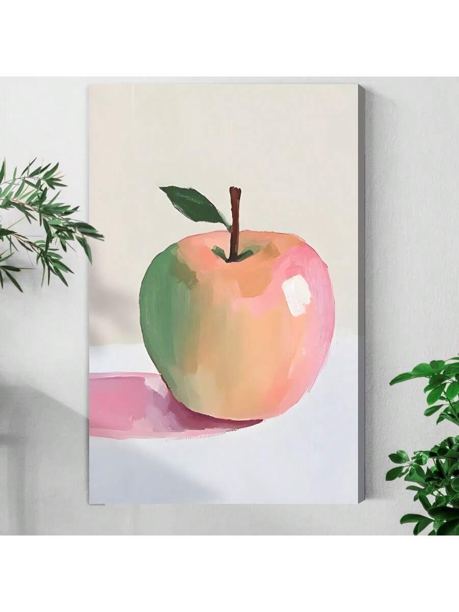 Enhance your kitchen with our Vibrant Framed Apple Canvas Art. Featuring a beautiful pastel green and pink color scheme, this wall decor will bring a touch of vibrancy and liveliness to any space. Made with high-quality materials, elevate your home with this stunning piece.