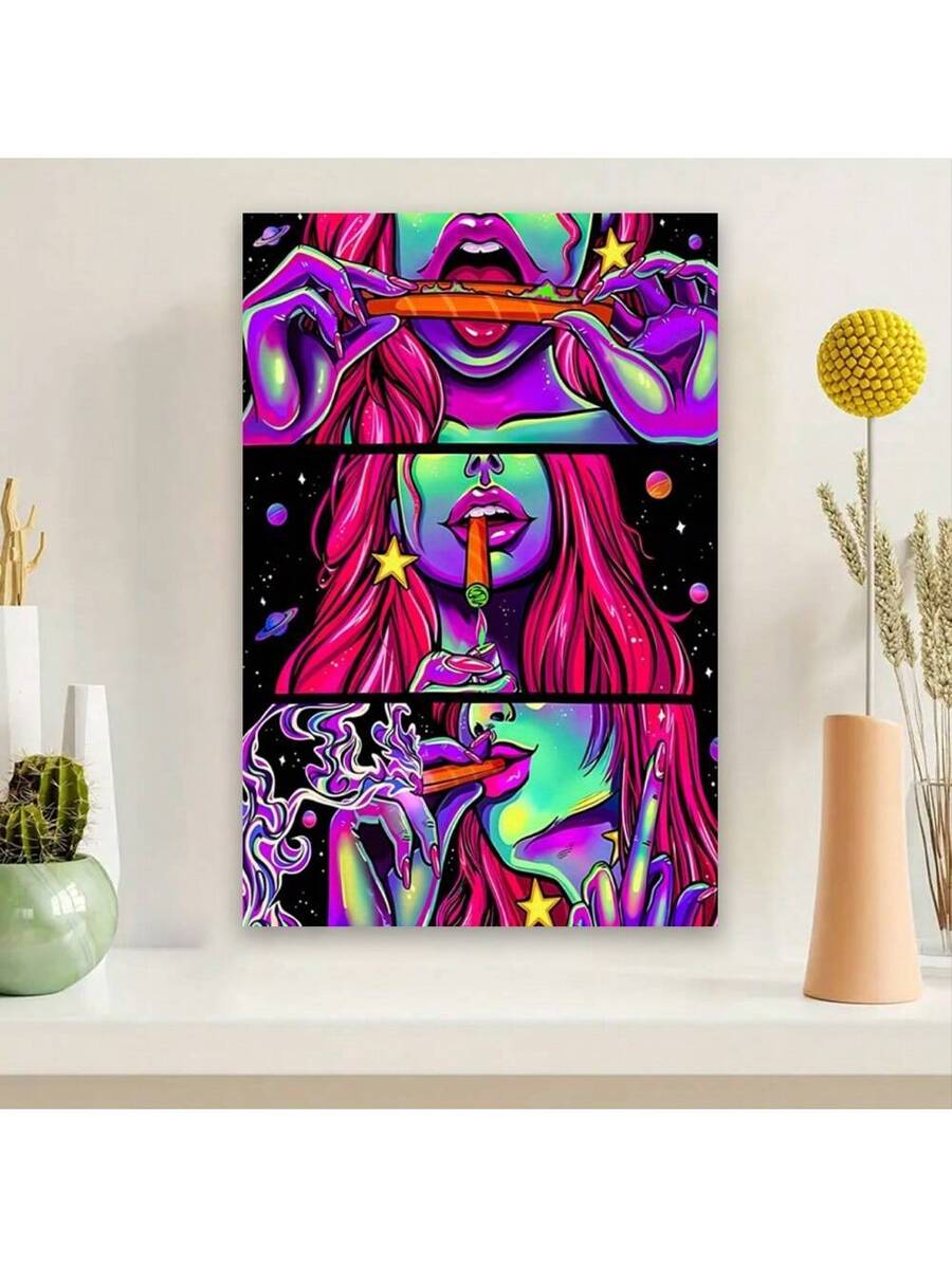 Add a bold and unique touch to your living room or bedroom with our Vibrant Framed Smoking Girl Canvas Art. This eye-catching artwork features a modern design that will elevate any space. Made with high-quality materials, it is sure to add a pop of color and personality to your home decor.