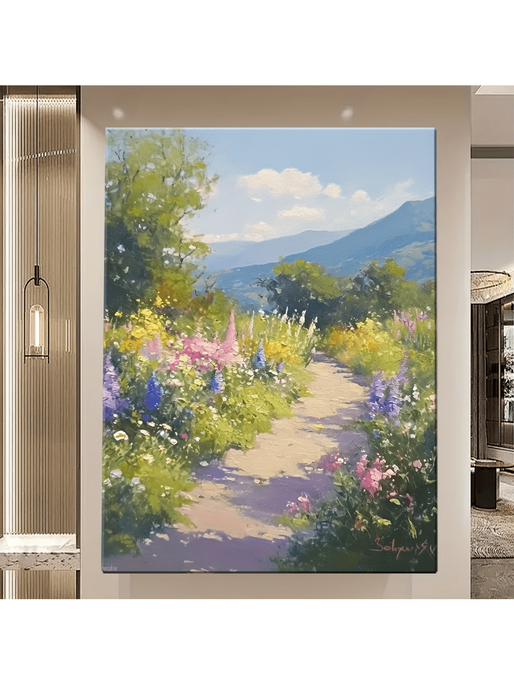 Elevate your space with the Vibrant Garden Path Canvas Art, a modern oil painting that brings a burst of color and life to any home or office. This expertly crafted piece captures the serene beauty of a garden path, adding depth and sophistication to your décor. Its vivid hues and contemporary style create a focal point that inspires tranquility and creativity, making it an ideal choice for enhancing both personal and professional environments.