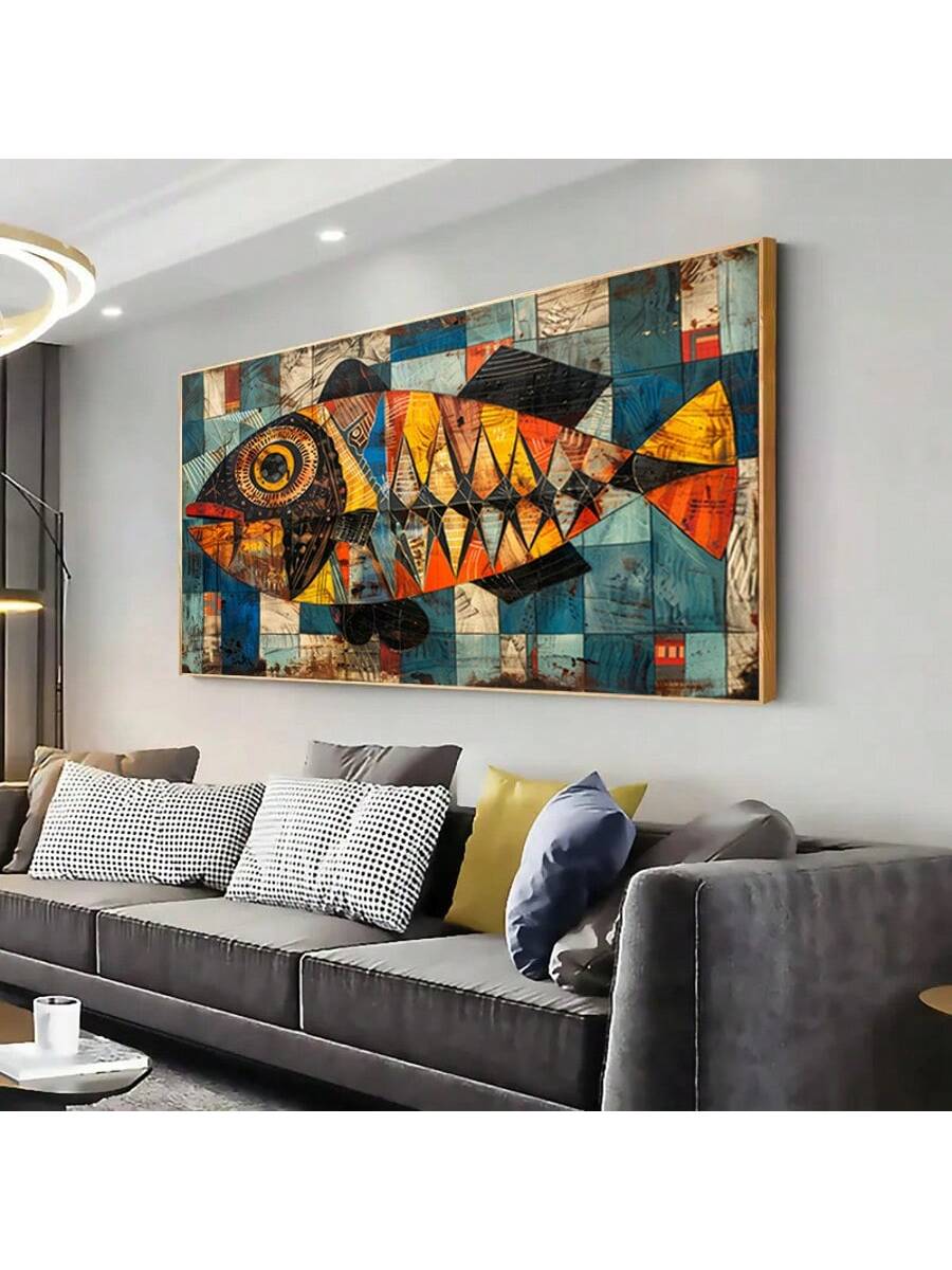 Elevate your living space with this Vibrant Geometric Fish Canvas Art Print, featuring a modern abstract design that brings dynamic color and shape to any room. Perfect for living rooms and bedrooms, this artwork adds a sophisticated yet lively touch, enhancing your décor with contemporary style and visual interest. Crafted to complement a variety of interior themes, it serves as a striking focal point that reflects artistic expertise and refined taste.