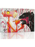 Elevate any space with this vibrant graffiti leopard canvas art. The whimsical design adds a playful touch to your walls, while the bold colors make a statement. Perfect for any space, this canvas art is sure to be a conversation starter and a unique addition to your decor.