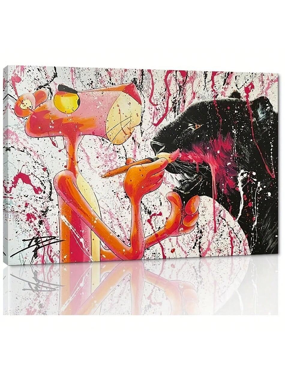 Elevate any space with this vibrant graffiti leopard canvas art. The whimsical design adds a playful touch to your walls, while the bold colors make a statement. Perfect for any space, this canvas art is sure to be a conversation starter and a unique addition to your decor.