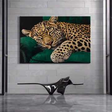 The Vibrant Leopard Portrait Realistic Animal Canvas Poster showcases the striking beauty of one of nature's most majestic predators through lifelike details, bold colors, and expressive artistry. Realistic textures, captivating eyes, and rich tones create a dramatic focal point that celebrates the elegance and strength of wildlife while complementing both modern and rustic interiors.