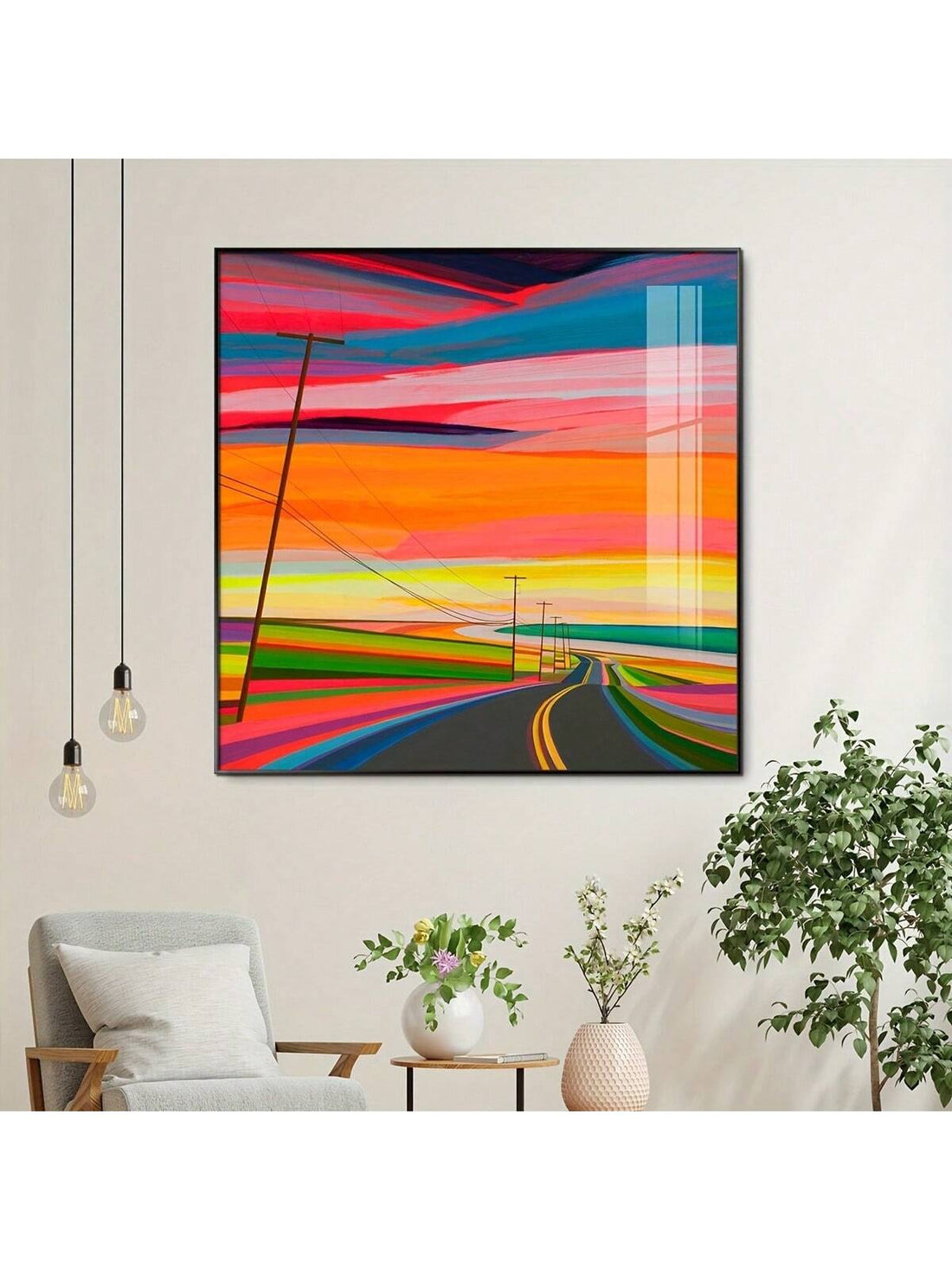Enhance your space with this vibrant modern countryside landscape canvas wall art, expertly crafted to bring a fresh and lively atmosphere to any setting. Perfect for homes, offices, hotels, and bars, this piece combines contemporary design with natural beauty, creating a captivating focal point that complements diverse interiors. Its vivid colors and detailed imagery invite a sense of tranquility and inspiration, making it an ideal choice for elevating your décor with sophistication and style.