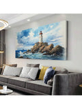 Elevate your coastal living space with this vibrant modern lighthouse seascape canvas art. Expertly framed, the abstract painting captures the dynamic energy of the sea and the iconic lighthouse, blending bold colors and contemporary design. Perfect for adding a sophisticated yet inviting touch to any coastal home decor, this piece brings both artistic flair and a serene maritime atmosphere to your walls.