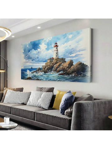 Elevate your coastal living space with this vibrant modern lighthouse seascape canvas art. Expertly framed, the abstract painting captures the dynamic energy of the sea and the iconic lighthouse, blending bold colors and contemporary design. Perfect for adding a sophisticated yet inviting touch to any coastal home decor, this piece brings both artistic flair and a serene maritime atmosphere to your walls.