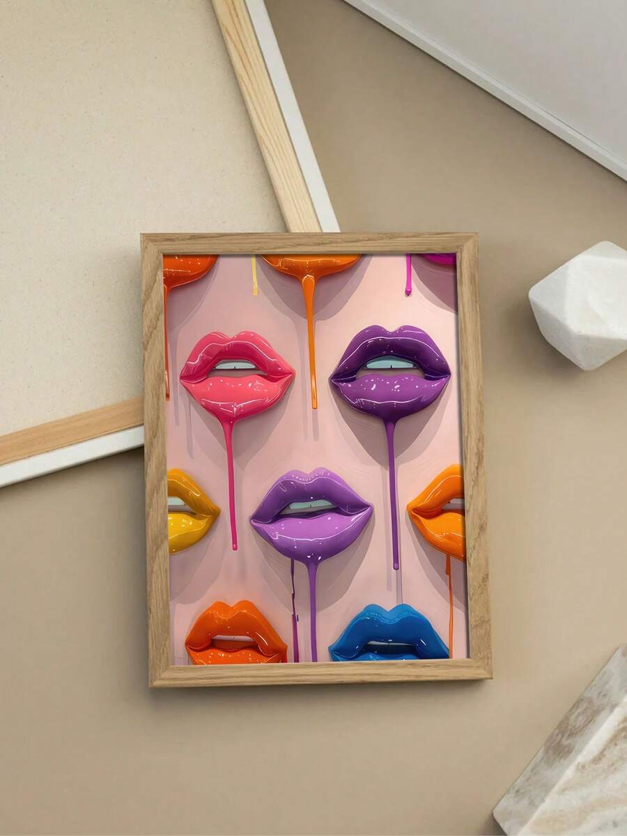 Transform your space with this striking vibrant multi-color glossy lip art canvas poster. Featuring bold abstract design elements and modern graphic styling, this unframed painting brings contemporary flair to any room. Crafted on premium canvas with a waterproof finish, it's perfect for dining rooms, bedrooms, or living spaces.
