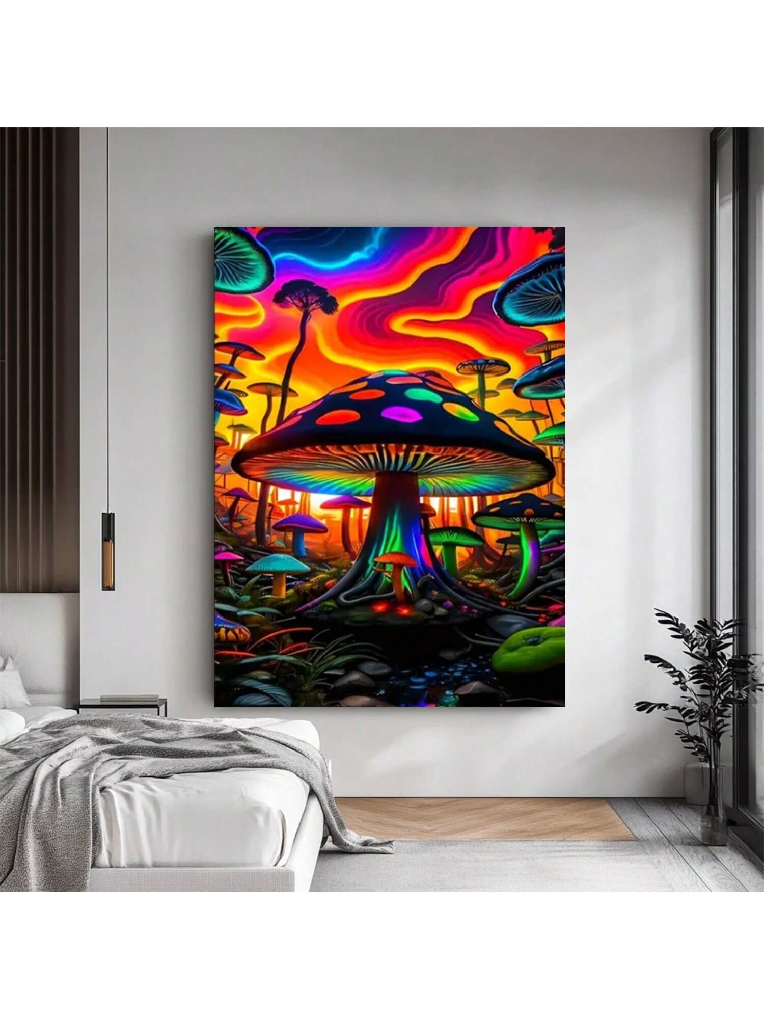 Bring a burst of color and nature-inspired charm to your space with this Vibrant Mushroom Forest Canvas Art. Expertly printed on high-quality canvas and framed for durability, this artwork adds a lively, whimsical touch to living rooms, bedrooms, or any area needing a creative accent. Its vivid hues and detailed design create a captivating focal point that enhances your décor with both style and personality.