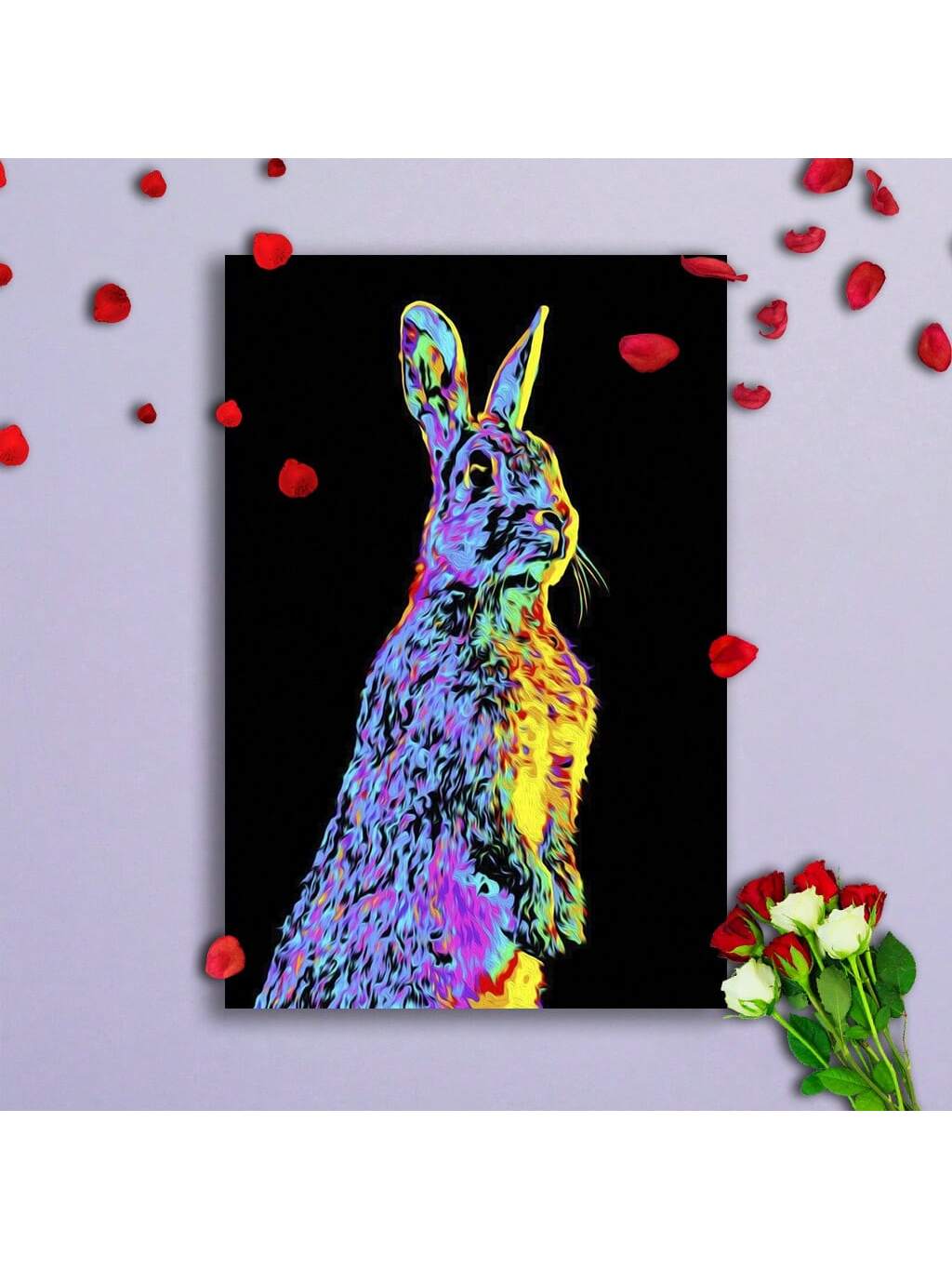 Elevate your living space with this Vibrant Neon Rabbit Canvas Wall Art, expertly crafted to bring a bold, contemporary touch to your home décor. Featuring a striking neon rabbit design, this premium framed poster combines vivid colors with high-quality canvas for lasting vibrancy and durability. Perfect for adding an artistic focal point to any room, it seamlessly blends modern aesthetics with timeless craftsmanship. Ideal for enthusiasts of unique and eye-catching wall art, this piece enhances ambiance wh