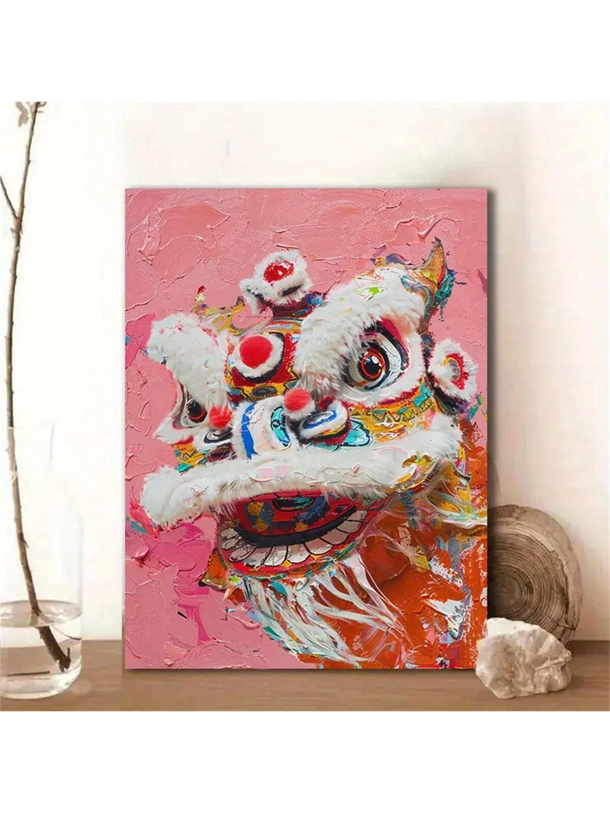 Add a festive touch to your home or office with our vibrant New Year Lion Dance Canvas Art. This frameless wall decor captures the energy and excitement of the traditional dance, bringing good luck and prosperity to any space. Celebrate the new year with this colorful and expertly crafted piece.