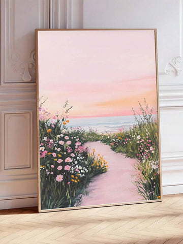 Bring the beauty of spring to your walls with this vibrant pink coastal seascape art print. Featuring delicate wildflower landscapes in soft pastels, it's perfect for adding warmth and tranquility to any room—bedroom, living space, or office. Available as both framed and unframed canvas options to suit your style. The waterproof, removable design makes it easy to display and reposition without commitment. Whether you're decorating a new space or refreshing your current décor, this pastoral-inspired piece ca