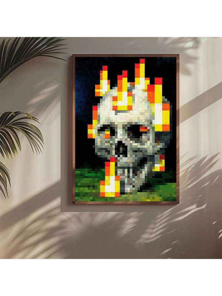 Add a bold statement to your space with the Vibrant Pixel Skull Flames Canvas Art. This unique abstract piece combines vivid pixelated flames with a striking skull design, perfect for Halloween or adding an edgy touch to your home or dormitory. Crafted on high-quality canvas, it offers lasting color and detail, making it an eye-catching focal point that enhances any room’s atmosphere with a modern, artistic flair.