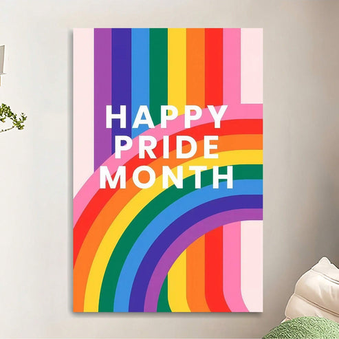 Modern rainbow alphabet canvas art for colorful home and office decor