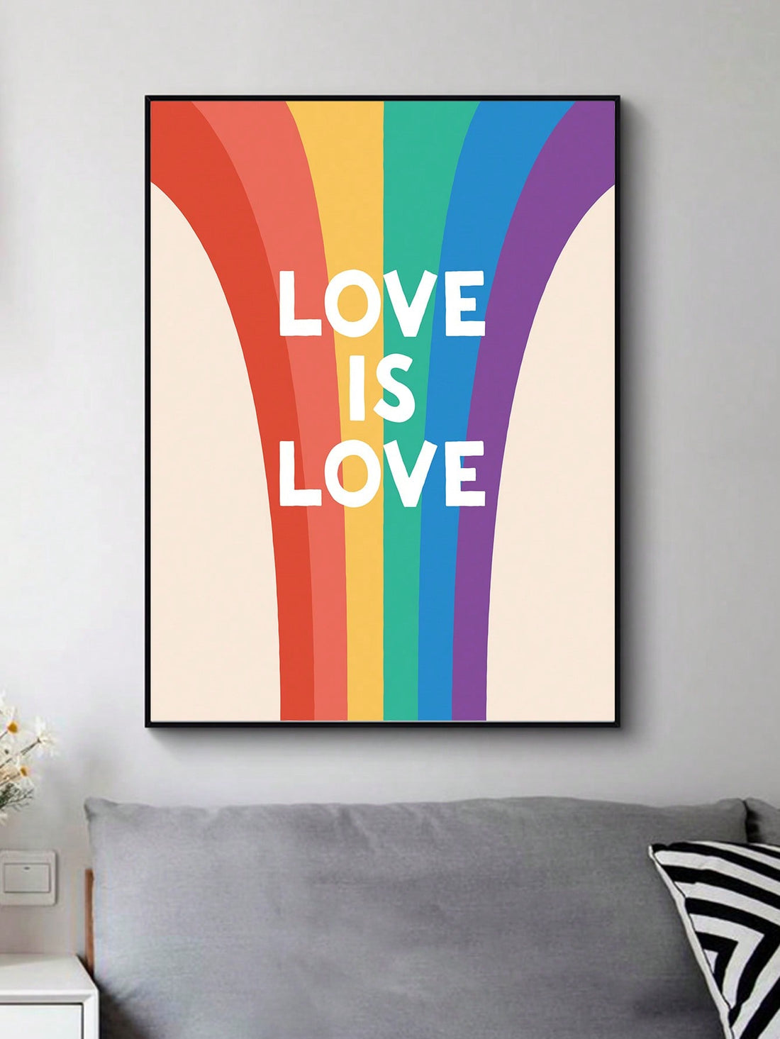 Elevate your space with our Vibrant Rainbow Stripe Unframed Art Print. Featuring a striking design of colorful stripes, this print will add a modern touch to any room. With its bold and dynamic pattern, it is sure to be a conversation starter. Brighten up your walls and create a unique and vibrant atmosphere.