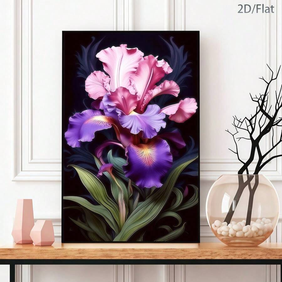 Bring timeless charm to your space with this vibrant retro flower canvas art. Featuring bold botanical patterns in a modern aesthetic, this unframed hanging painting adds warmth and character to dining rooms, bedrooms, or office environments. Crafted on durable canvas with waterproof properties, it's designed to maintain its vivid colors and beauty for years. The scroll painting format makes it easy to display and perfect for those seeking versatile wall décor that blends vintage appeal with contemporary st