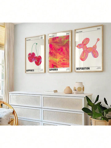 Transform your living space with this striking three-piece wall art collection featuring bold holographic abstract designs. Each poster showcases vibrant retro aesthetics with shimmering finishes that catch light beautifully, creating dynamic visual interest from every angle.