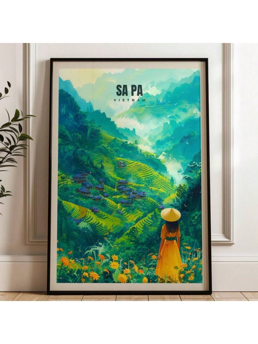 Immerse yourself in the extraordinary beauty of Vietnam's highlands with this Sapa Summer Rice Field Poster. The canvas art masterfully captures the undulating emerald terraces that define this iconic landscape, with precise attention to the interplay of light and shadow across the agricultural architecture.