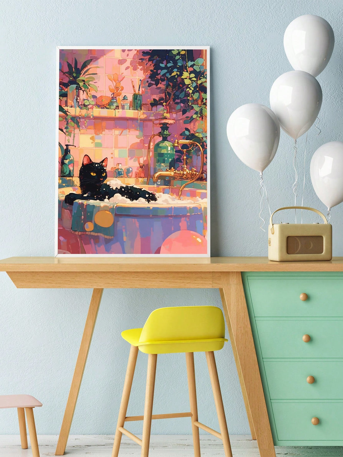 Revitalize your home interiors with our Vibrant Serene Black Cat Canvas Art. Featuring a modern and sleek design, this wall decor is sure to add a touch of sophistication to any room. Made with high-quality materials, this art piece will bring a peaceful and aesthetic vibe to your living space.