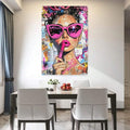 Transform your space with this vibrant pop art canvas poster featuring a cool girl in pink glasses. The bold, eye-catching design combines cartoon, figure, and graphic elements in a modern aesthetic that brings personality to any room. Crafted on durable canvas with waterproof properties, this unframed piece is perfect for trendy home decor. Easy to display and built to last, it's an instant statement for contemporary interiors.