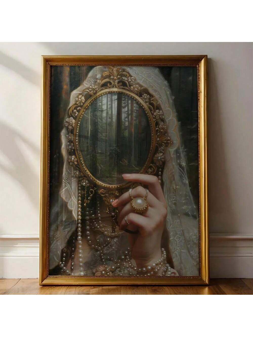 Elevate your home decor and add a touch of elegance with this Vibrant Victorian Era Wall Art. This stunning canvas painting features a Mirror Reverie design, perfect for adding a stylish touch to any room. Additionally, it's great for bachelorette parties as a unique and sophisticated backdrop.