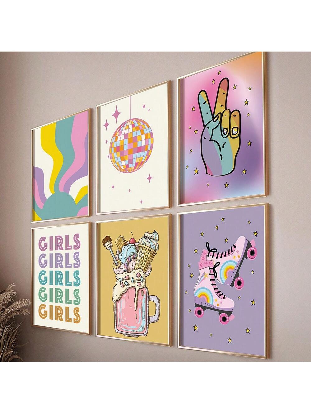 Transform your bedroom into a trendy oasis with our Vibrant Y2K Poster Set. Featuring bold and maximalist designs, this wall art will add a touch of indie-inspired style to any space. Elevate your room's aesthetic and showcase your unique personality with this vibrant set.